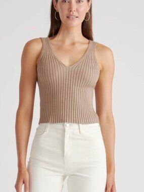 Women's Quince Ribbed V-Neck Tank Top WHITE M